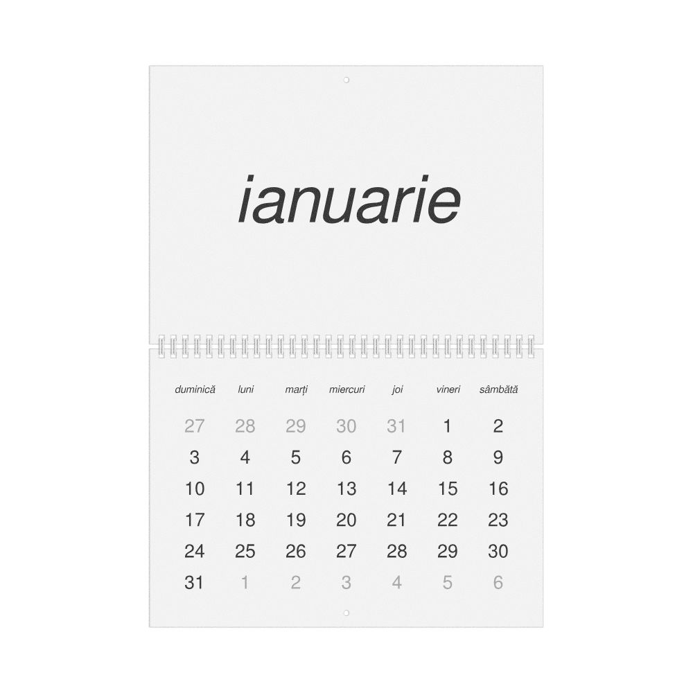 Leskoff 2027 Wall Calendar, Romanian-Labeled, Sunday-Start Layout, Wire-Bound, 11.7 x 8.3 in (29.7 x 21.0 cm), image 1 of 1