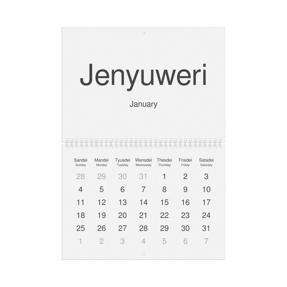 Leskoff 2026 Wall Calendar, Australian Kriol/English-Labeled, Sunday-Start Layout, Wire-Bound, 11.7 x 8.3 in (29.7 x 21.0 cm), image 1 of 1