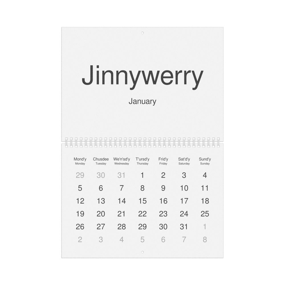 Leskoff 2026 Wall Calendar, Gullah/English-Labeled, Monday-Start Layout, Wire-Bound, 11.7 x 8.3 in (29.7 x 21.0 cm), image 1 of 1
