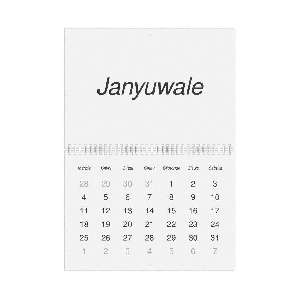 Leskoff 2027 Wall Calendar, Tumbuka-Labeled, Monday-Start Layout, Wire-Bound, 11.7 x 8.3 in (29.7 x 21.0 cm), image 1 of 1