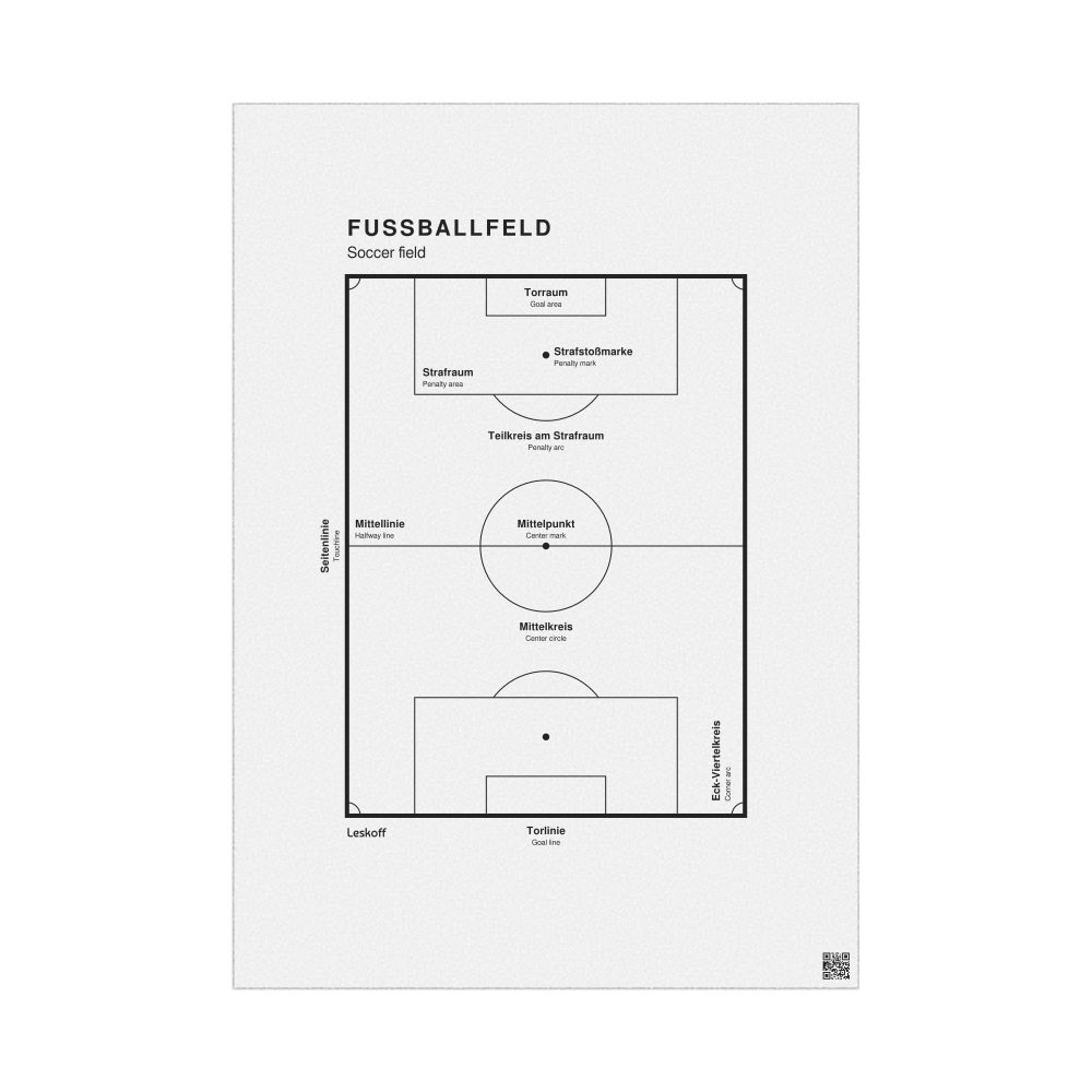 Leskoff Soccer Field Poster, German/English-Labeled, image 1 of 1