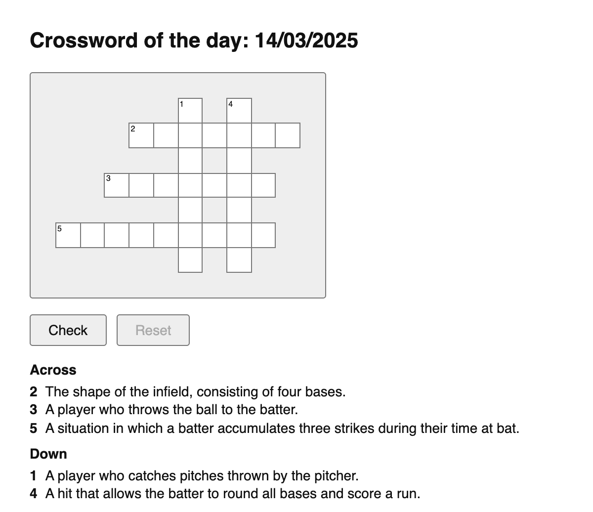 Baseball Crossword