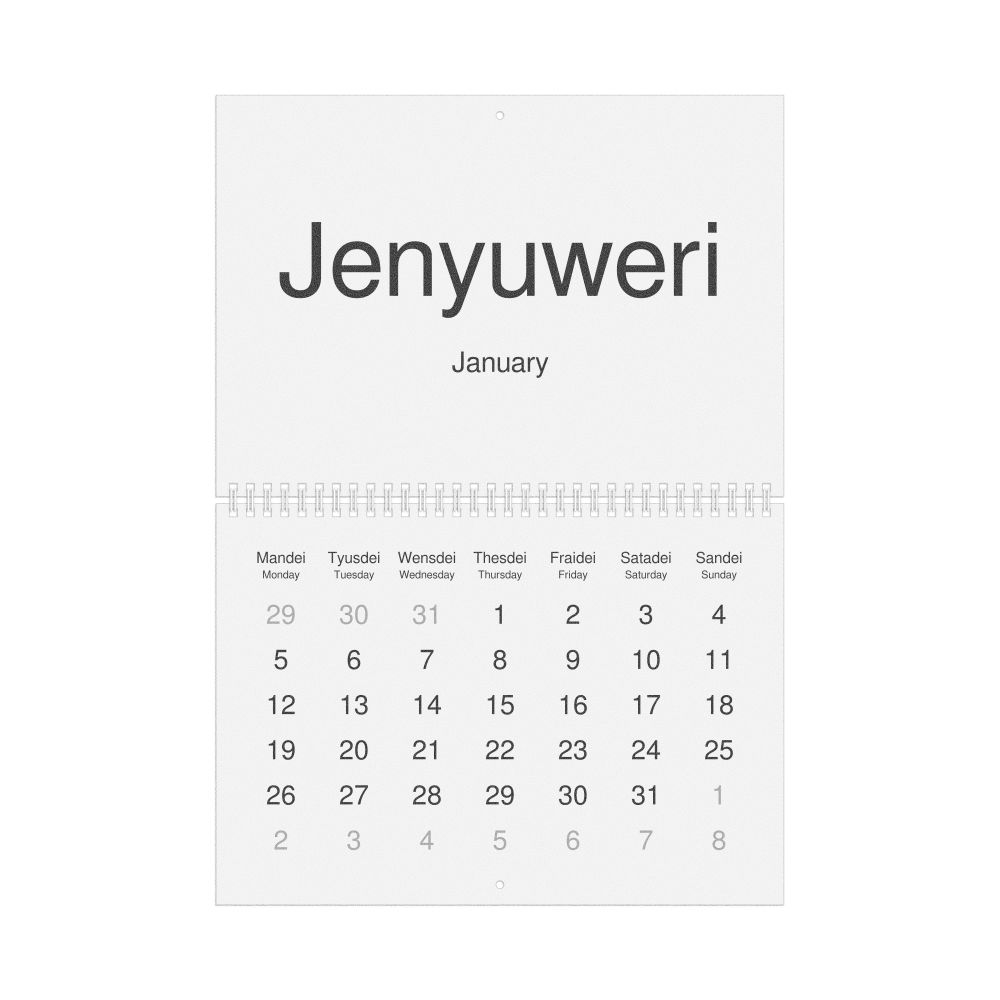 Leskoff 2026 Wall Calendar, Australian Kriol/English-Labeled, Monday-Start Layout, Wire-Bound, 11.7 x 8.3 in (29.7 x 21.0 cm), image 1 of 1