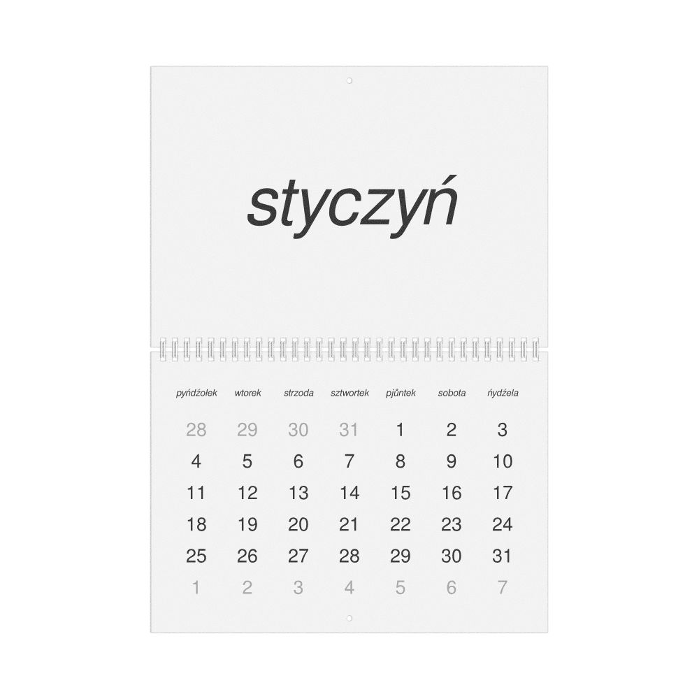 Leskoff 2027 Wall Calendar, Silesian-Labeled, Monday-Start Layout, Wire-Bound, 11.7 x 8.3 in (29.7 x 21.0 cm), image 1 of 1