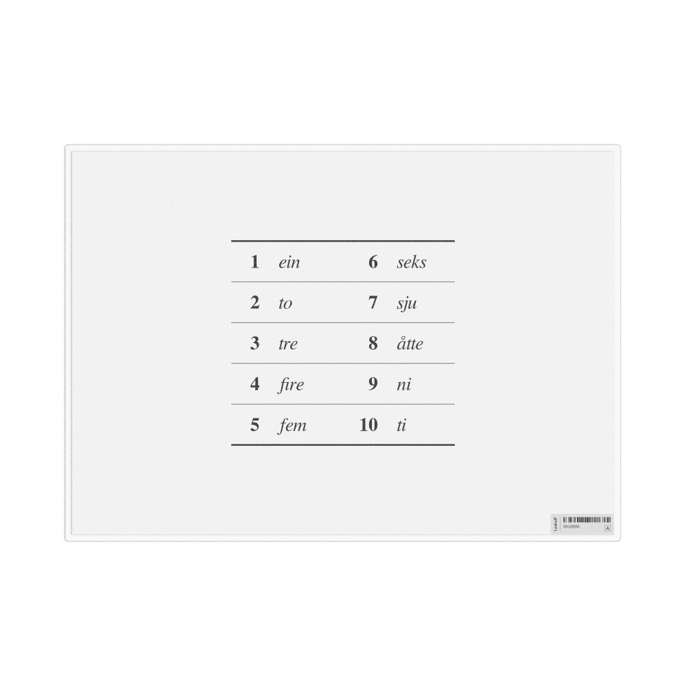 Leskoff Numbers 1–10 in Norwegian Nynorsk, Reference Chart, image 1 of 1