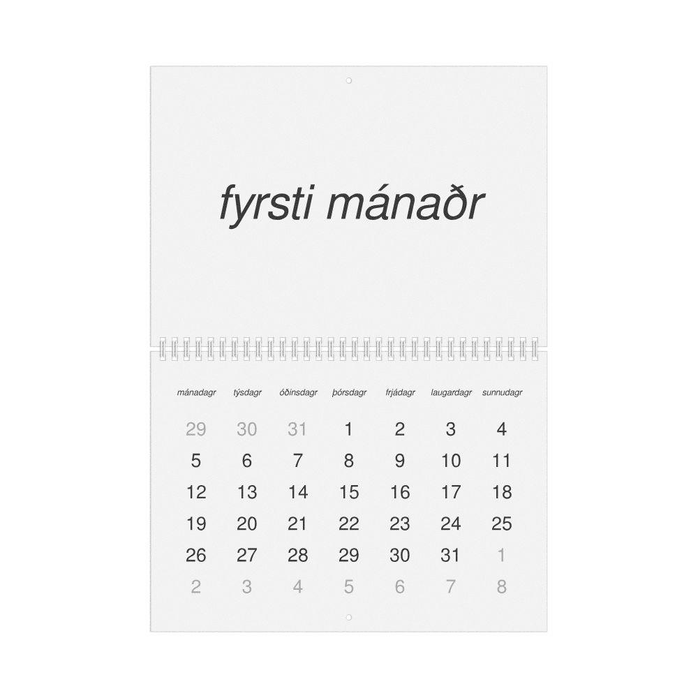 Leskoff 2026 Wall Calendar, Old Norse-Labeled, Monday-Start Layout, Wire-Bound, 11.7 x 8.3 in (29.7 x 21.0 cm), image 1 of 1