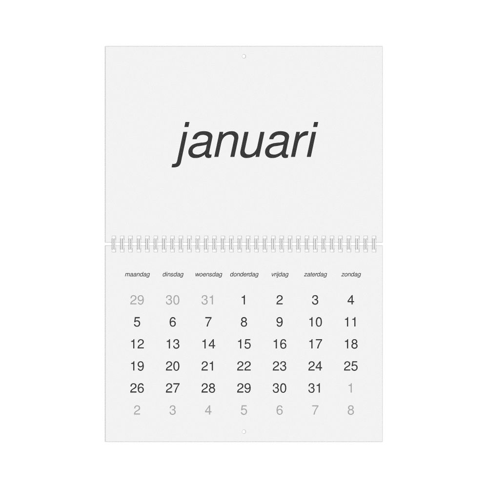 Leskoff 2026 Wall Calendar, Dutch-Labeled, Monday-Start Layout, Wire-Bound, 11.7 x 8.3 in (29.7 x 21.0 cm), image 1 of 1