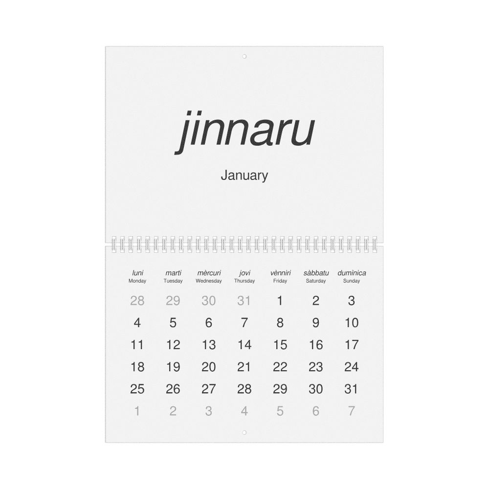 Leskoff 2027 Wall Calendar, Sicilian/English-Labeled, Monday-Start Layout, Wire-Bound, 11.7 x 8.3 in (29.7 x 21.0 cm), image 1 of 1