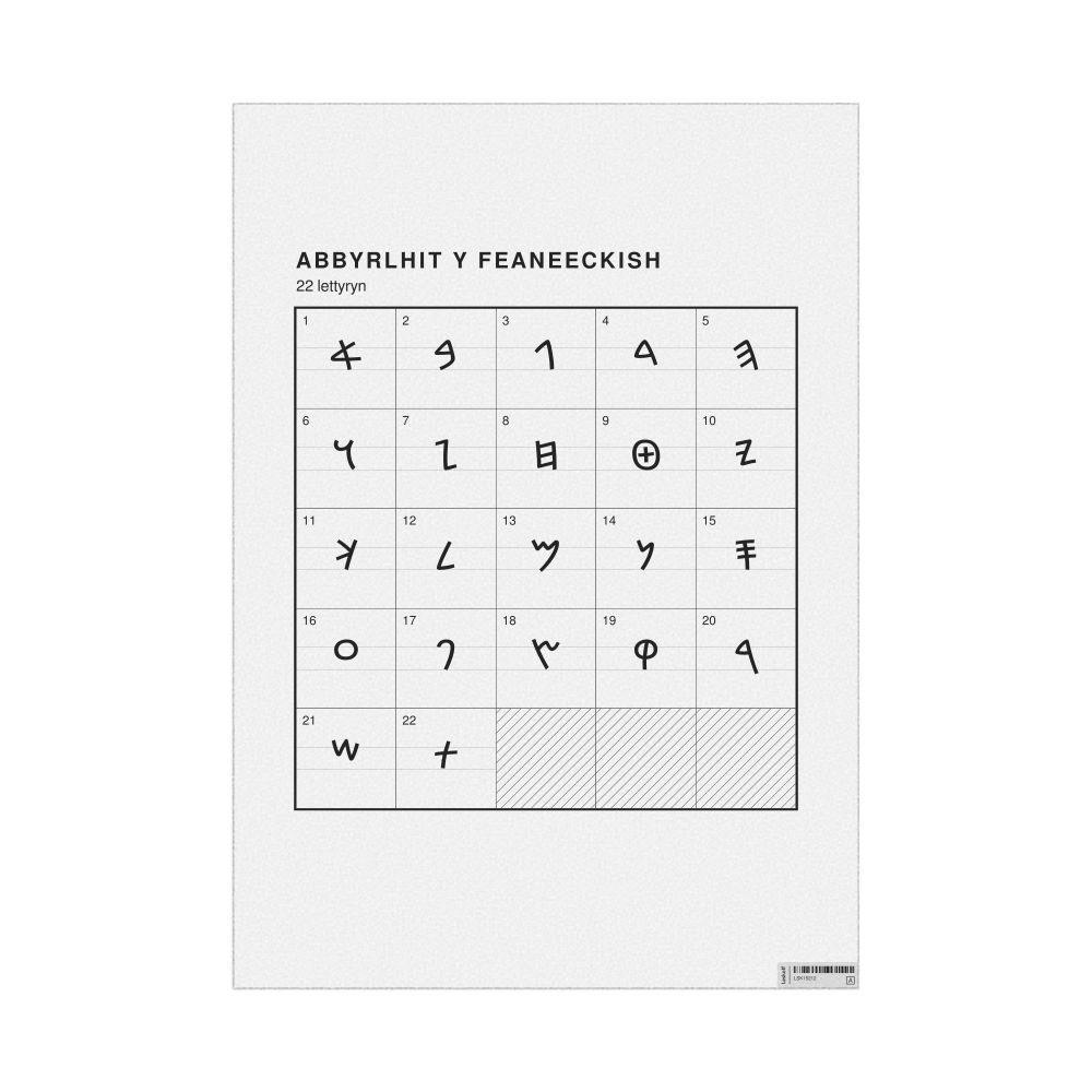 Leskoff Phoenician Alphabet Chart, 23.4 x 33.1 in (59.4 x 84.1 cm, Poster / Wall Chart), Manx-Labeled, image 1 of 2