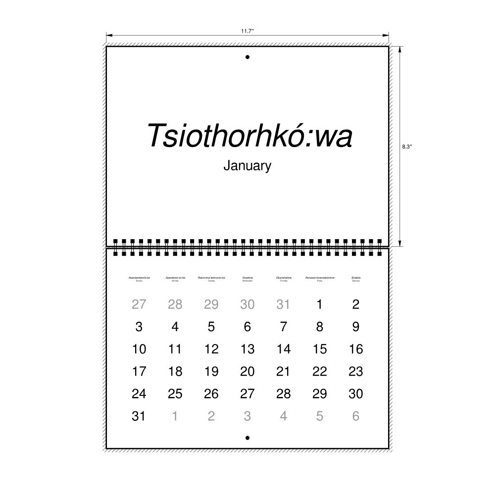 Leskoff 2027 Wall Calendar, Mohawk/English-Labeled, Sunday-Start Layout, Wire-Bound, 11.7 x 8.3 in (29.7 x 21.0 cm), image 2 of 2