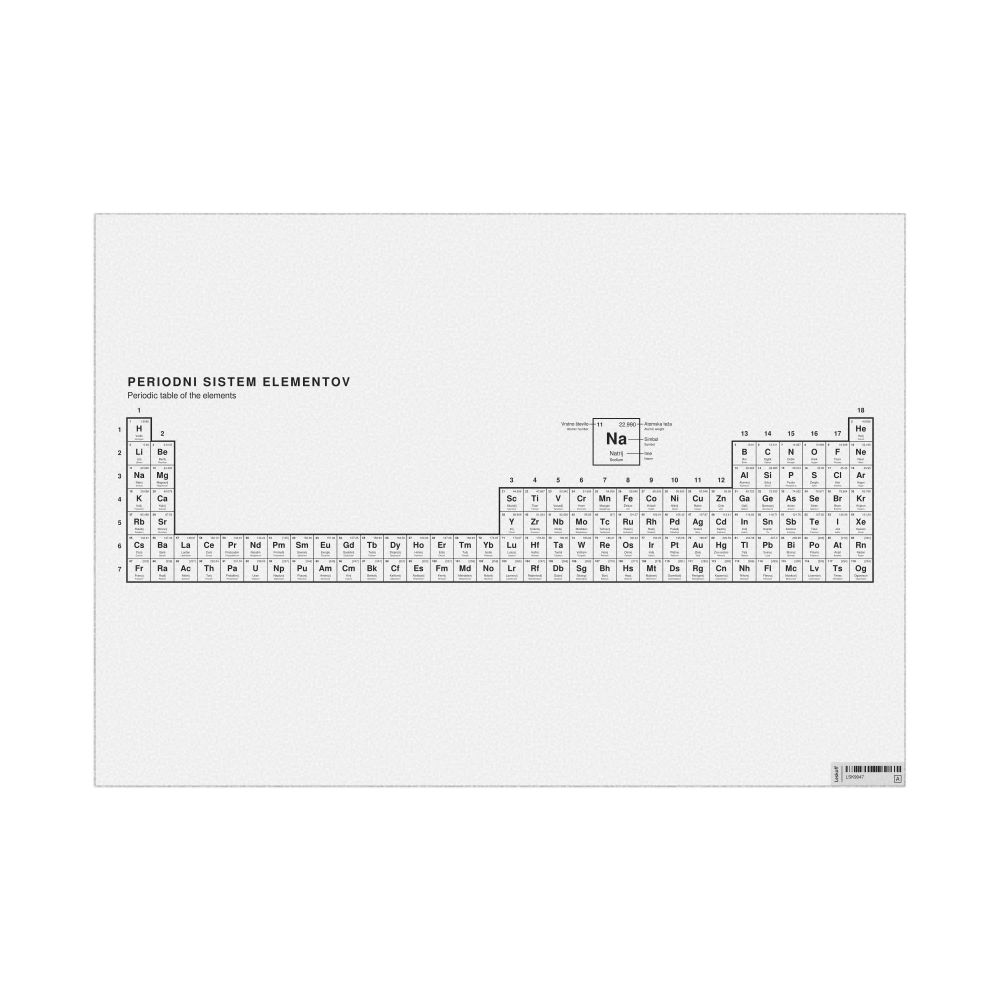 Leskoff Periodic Table Chart, 33.1 x 23.4 in (84.1 x 59.4 cm, Poster / Wall Chart), 32-Column Layout, Slovene/English-Labeled, image 1 of 2