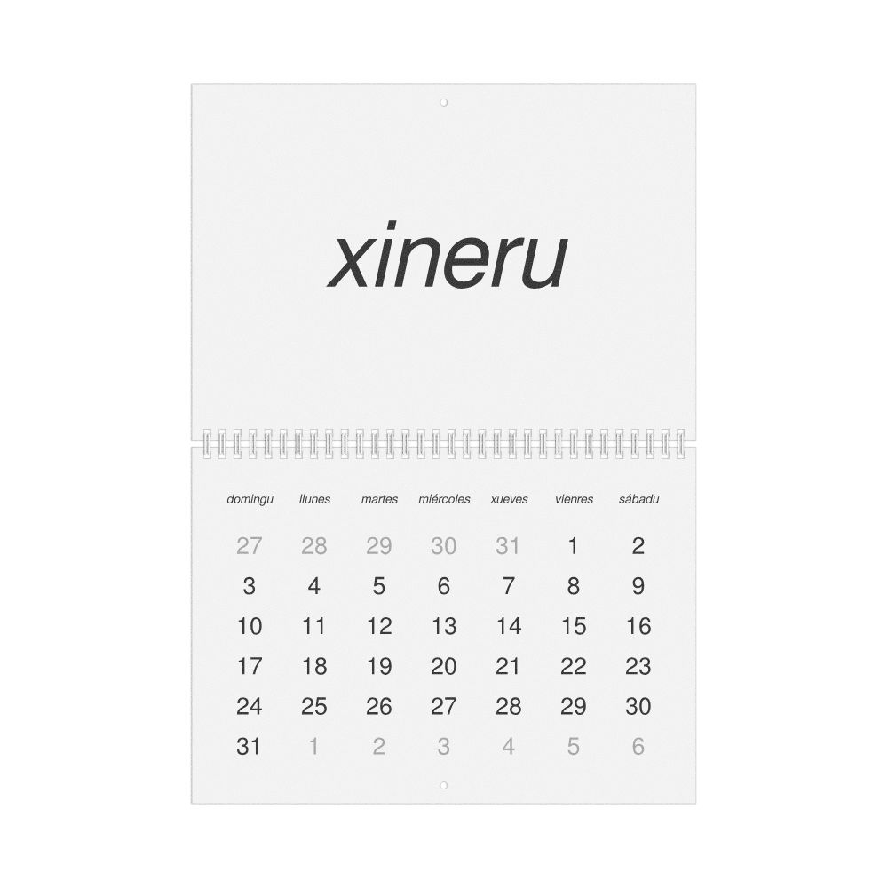 Leskoff 2027 Wall Calendar, Asturian-Labeled, Sunday-Start Layout, Wire-Bound, 11.7 x 8.3 in (29.7 x 21.0 cm), image 1 of 1