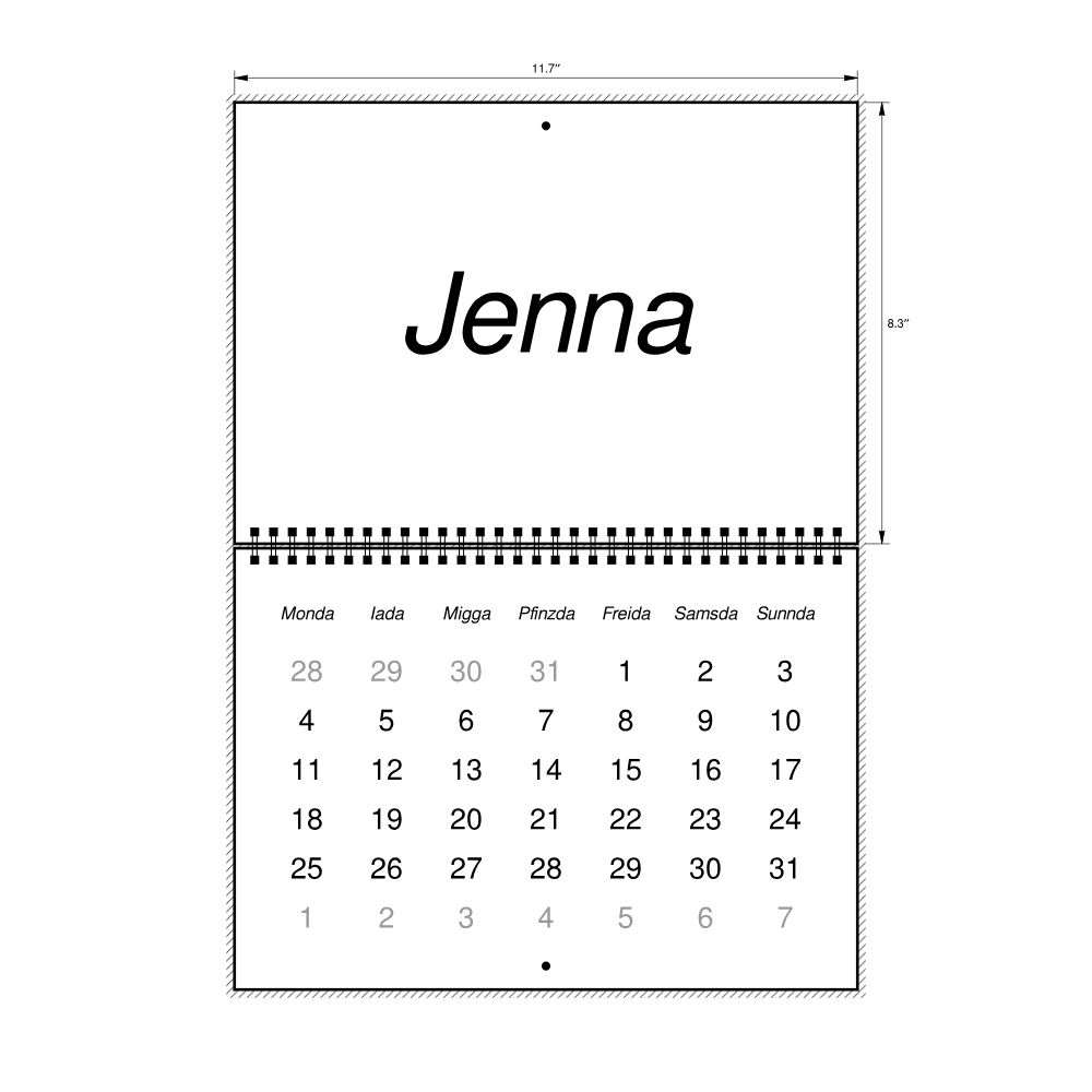 Leskoff 2027 Wall Calendar, Bavarian-Labeled, Monday-Start Layout, Wire-Bound, 11.7 x 8.3 in (29.7 x 21.0 cm), image 2 of 2