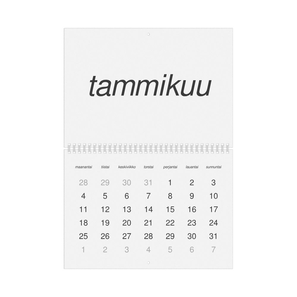 Leskoff 2027 Wall Calendar, Finnish-Labeled, Monday-Start Layout, Wire-Bound, 11.7 x 8.3 in (29.7 x 21.0 cm), image 1 of 1