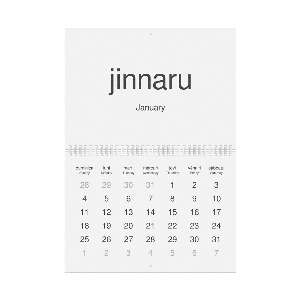 Leskoff 2026 Wall Calendar, Sicilian/English-Labeled, Sunday-Start Layout, Wire-Bound, 11.7 x 8.3 in (29.7 x 21.0 cm), image 1 of 1