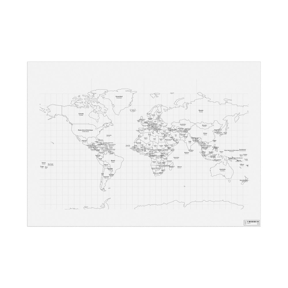 Leskoff World Wall Map (World Map Poster), French/English-Labeled, image 1 of 2
