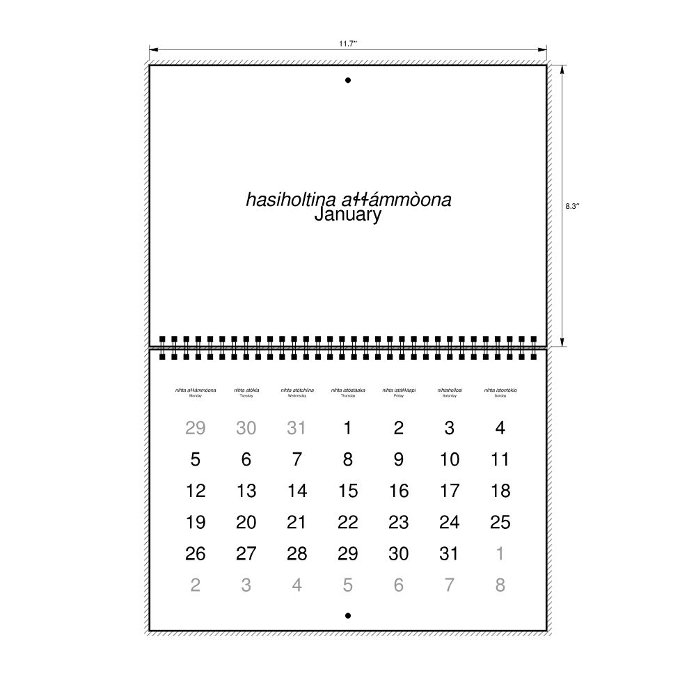 Leskoff 2026 Wall Calendar, Alabama/English-Labeled, Monday-Start Layout, Wire-Bound, 11.7 x 8.3 in (29.7 x 21.0 cm), image 2 of 2