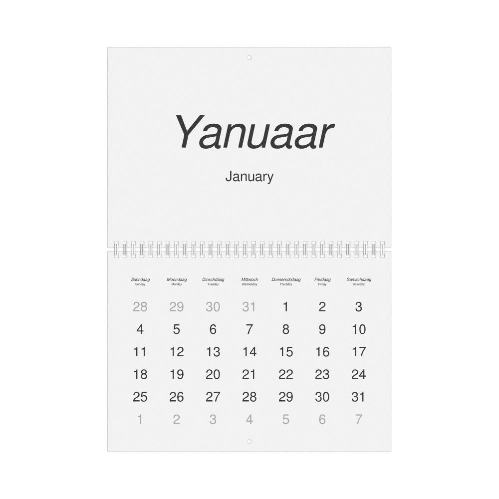 Leskoff 2026 Wall Calendar, Pennsylvania Dutch/English-Labeled, Sunday-Start Layout, Wire-Bound, 11.7 x 8.3 in (29.7 x 21.0 cm), image 1 of 1