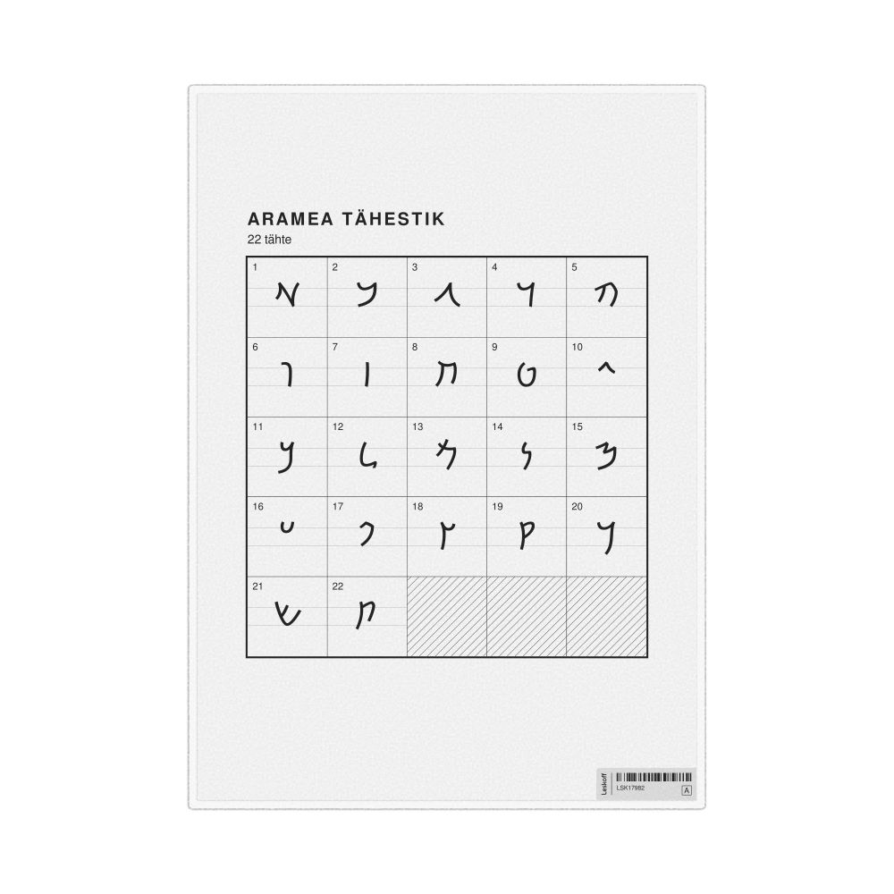 Leskoff Aramaic Alphabet Chart, 8.3 x 11.7 in (21.0 x 29.7 cm, Desk Chart, Laminated), Estonian-Labeled, image 1 of 2