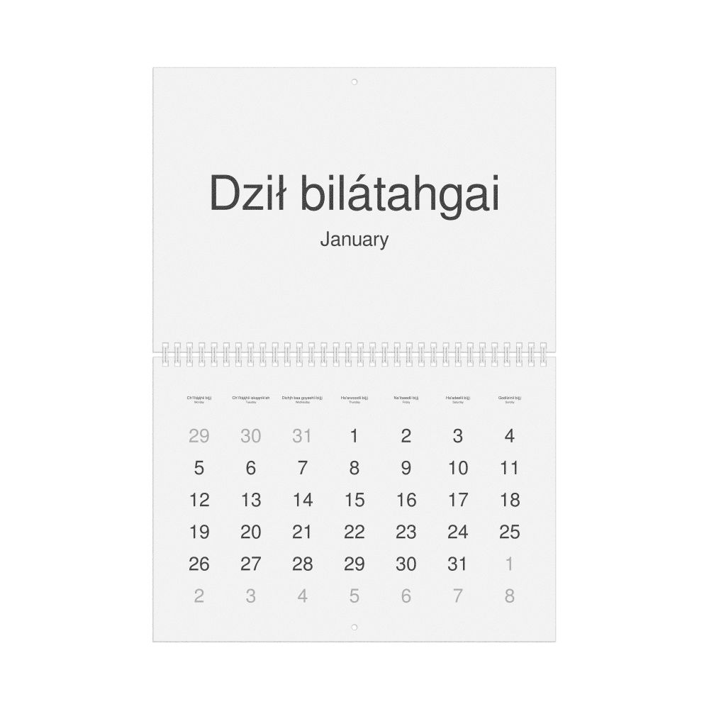 Leskoff 2026 Wall Calendar, Western Apache/English-Labeled, Monday-Start Layout, Wire-Bound, 11.7 x 8.3 in (29.7 x 21.0 cm), image 1 of 1
