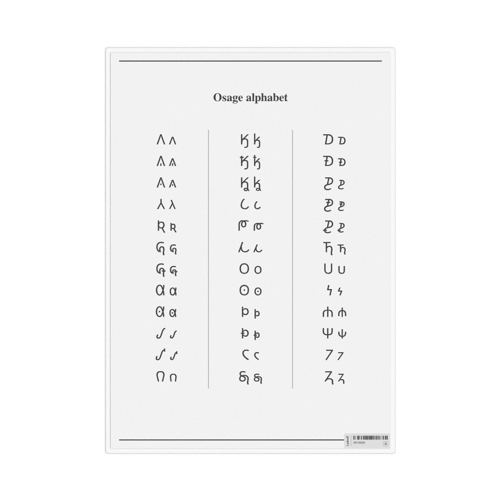 Leskoff Osage Alphabet Chart, image 1 of 1