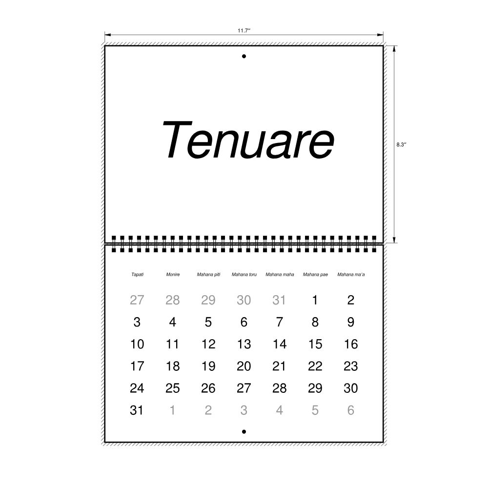 Leskoff 2027 Wall Calendar, Tahitian-Labeled, Sunday-Start Layout, Wire-Bound, 11.7 x 8.3 in (29.7 x 21.0 cm), image 2 of 2