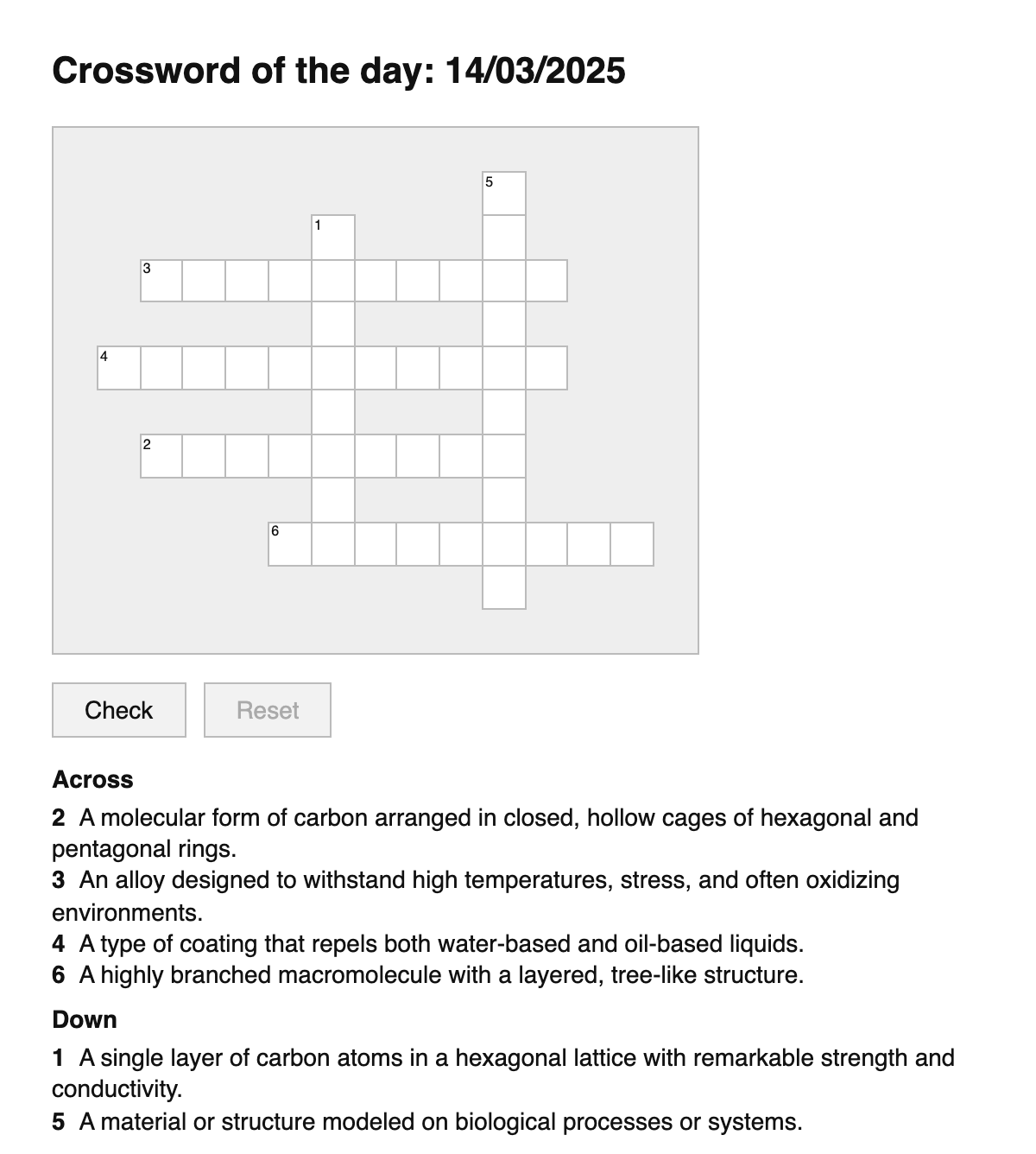 Materials Science Crossword