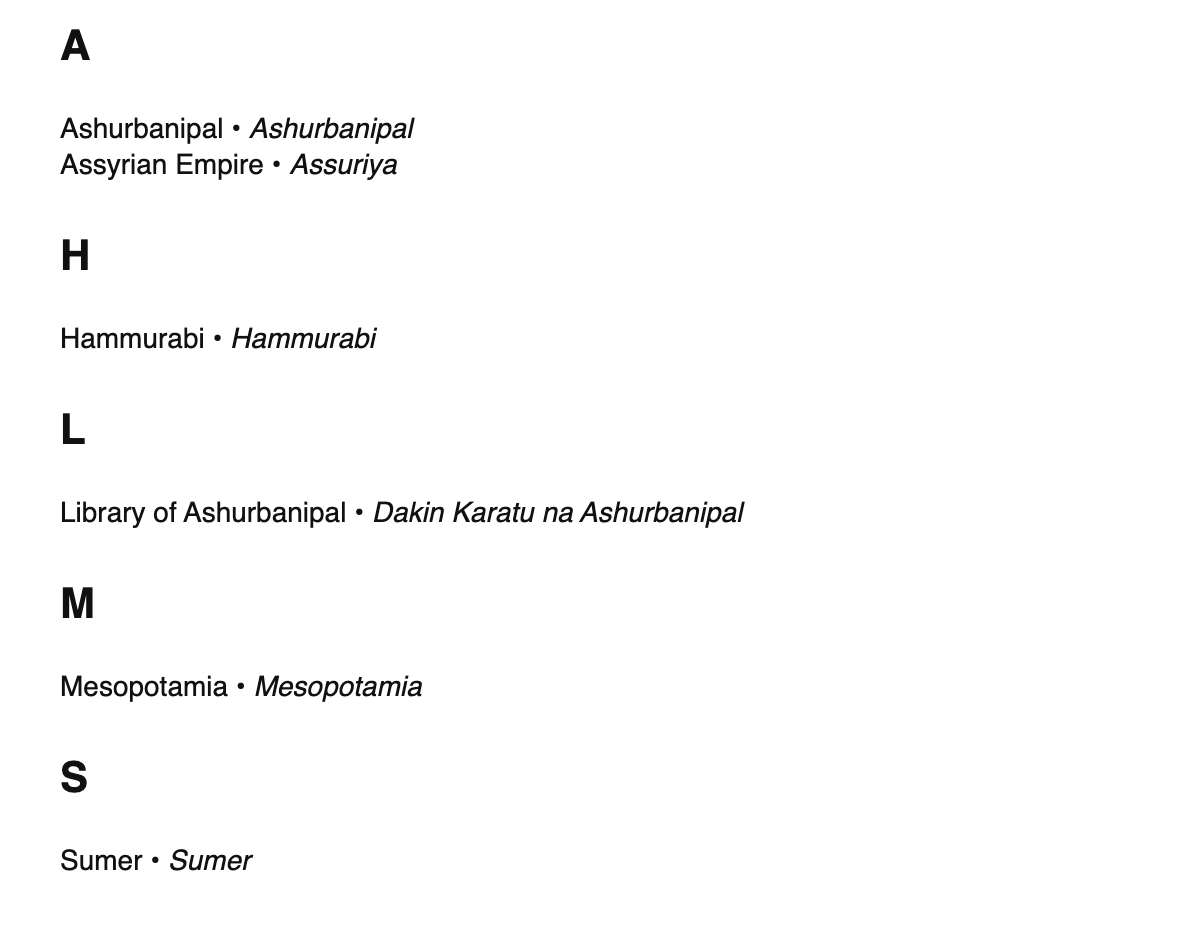 Assyriology terms in Hausa