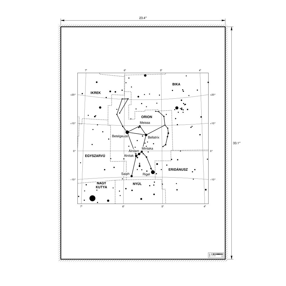 Leskoff Orion Constellation Poster, Hungarian-Labeled, image 1 of 2