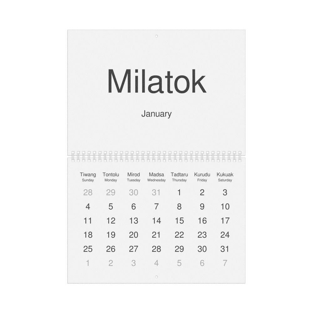 Leskoff 2026 Wall Calendar, Dusun/English-Labeled, Sunday-Start Layout, Wire-Bound, 11.7 x 8.3 in (29.7 x 21.0 cm), image 1 of 1