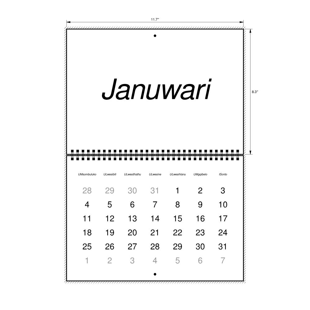Leskoff 2027 Wall Calendar, Zulu-Labeled, Monday-Start Layout, Wire-Bound, 11.7 x 8.3 in (29.7 x 21.0 cm), image 2 of 2