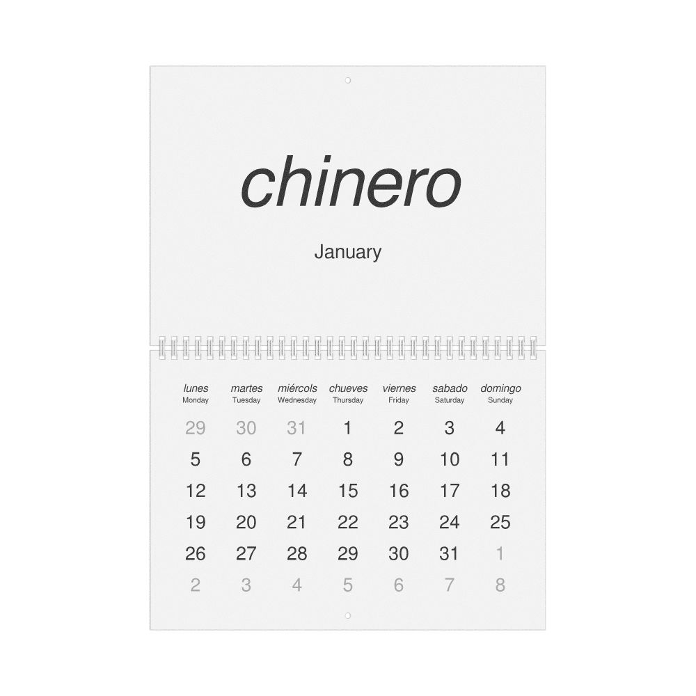 Leskoff 2026 Wall Calendar, Aragonese/English-Labeled, Monday-Start Layout, Wire-Bound, 11.7 x 8.3 in (29.7 x 21.0 cm), image 1 of 1
