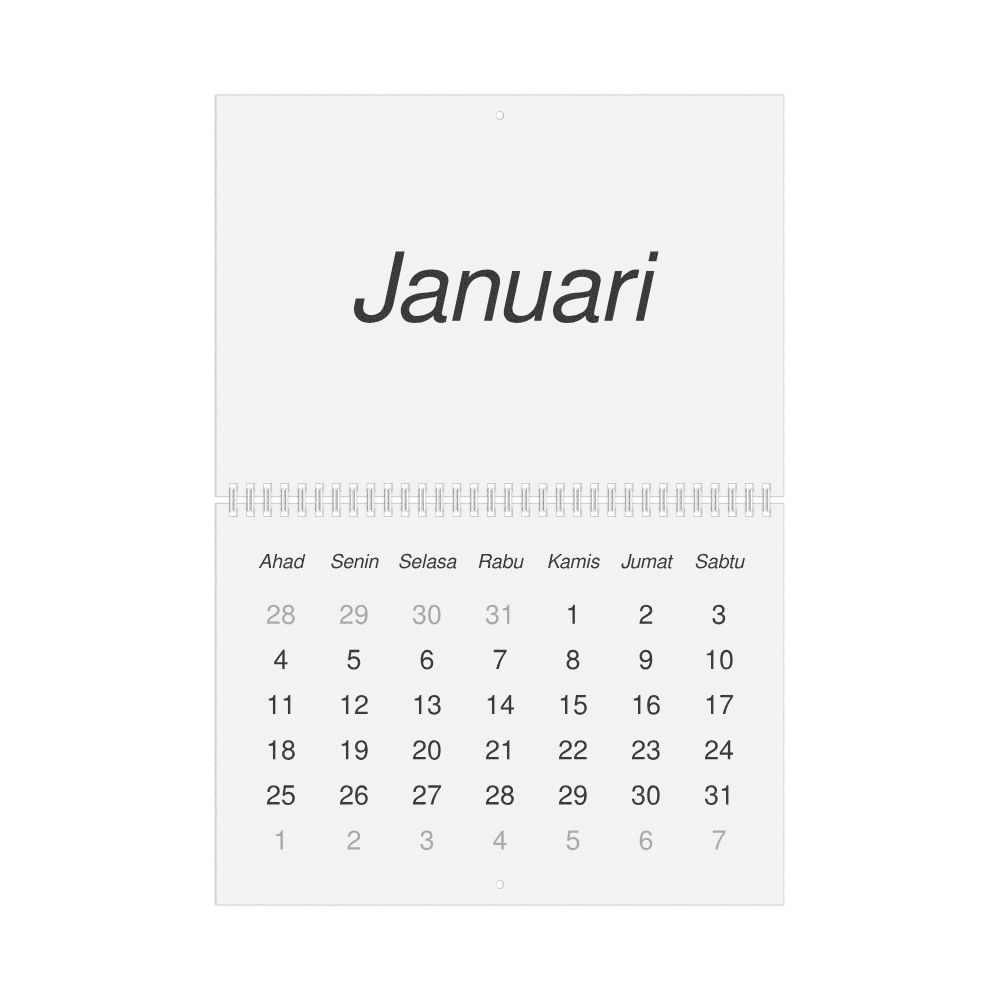 Leskoff 2026 Wall Calendar, Javanese-Labeled, Sunday-Start Layout, Wire-Bound, 11.7 x 8.3 in (29.7 x 21.0 cm), image 1 of 1