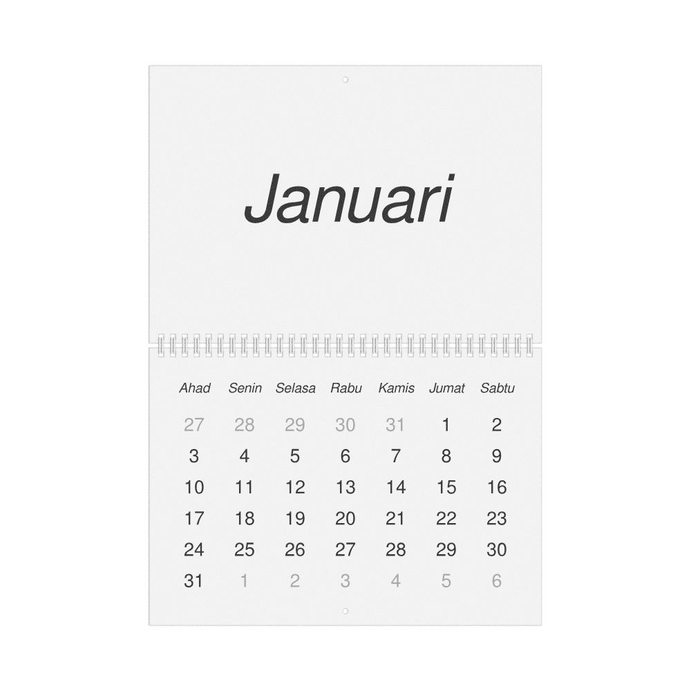 Leskoff 2027 Wall Calendar, Indonesian-Labeled, Sunday-Start Layout, Wire-Bound, 11.7 x 8.3 in (29.7 x 21.0 cm), image 1 of 1