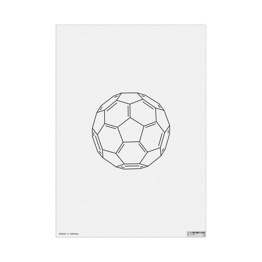 Leskoff Fullerene Molecule Poster, 2D Structure, Azerbaijani/English-Labeled, image 1 of 1
