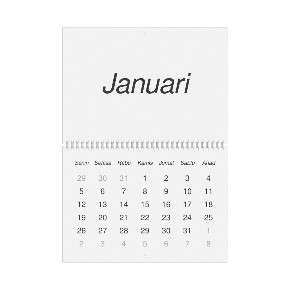 Leskoff 2026 Wall Calendar, Javanese-Labeled, Monday-Start Layout, Wire-Bound, 11.7 x 8.3 in (29.7 x 21.0 cm), image 1 of 1
