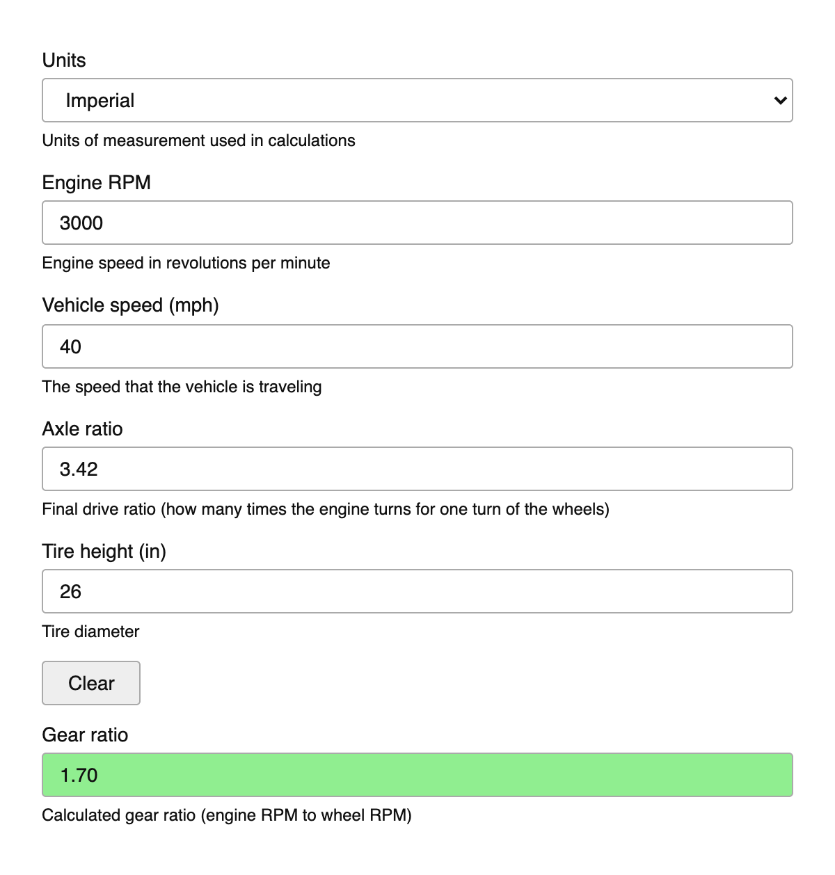 Gear Ratio Calculator