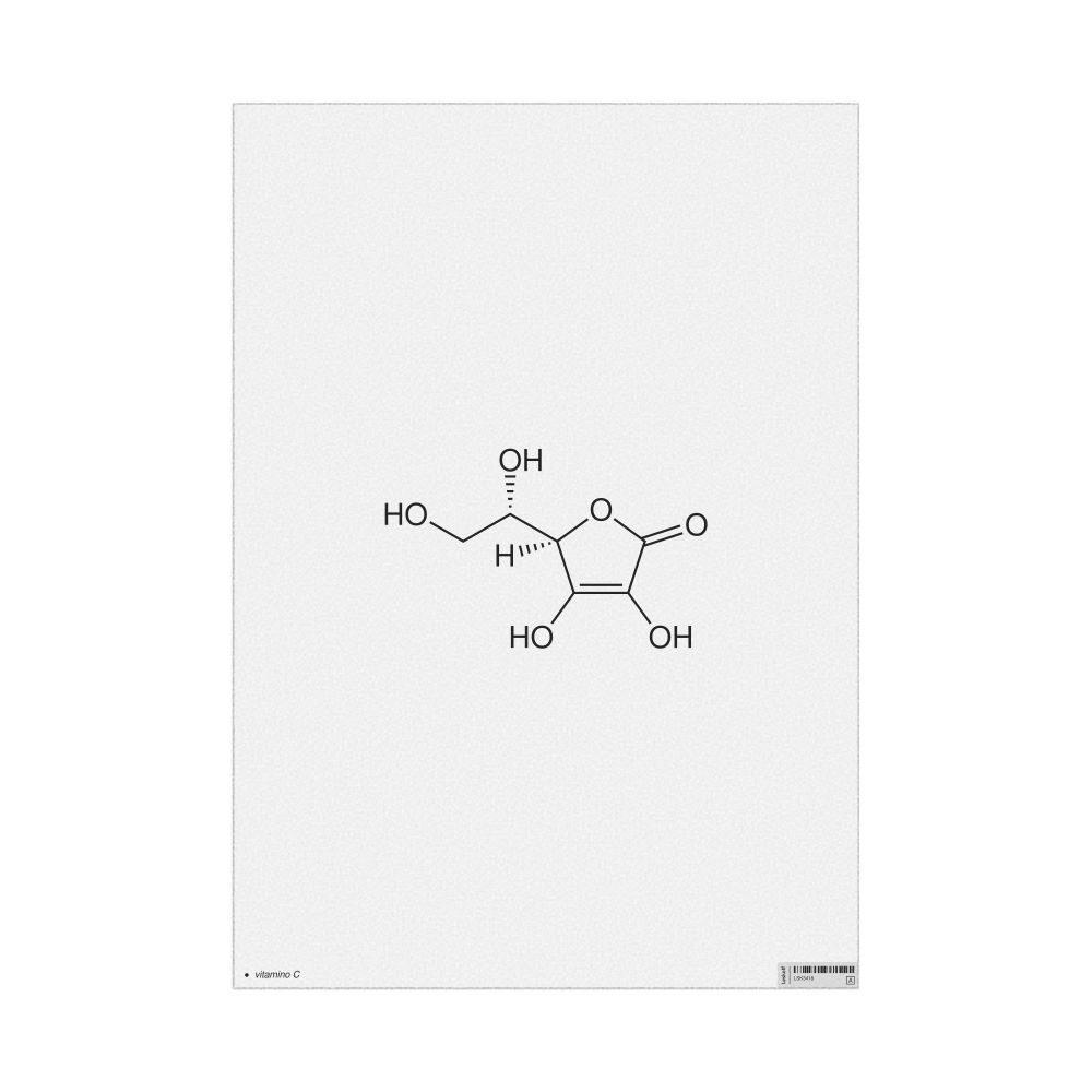 Leskoff Vitamin C Molecule Poster, 2D Structure, Esperanto-Labeled, image 1 of 1