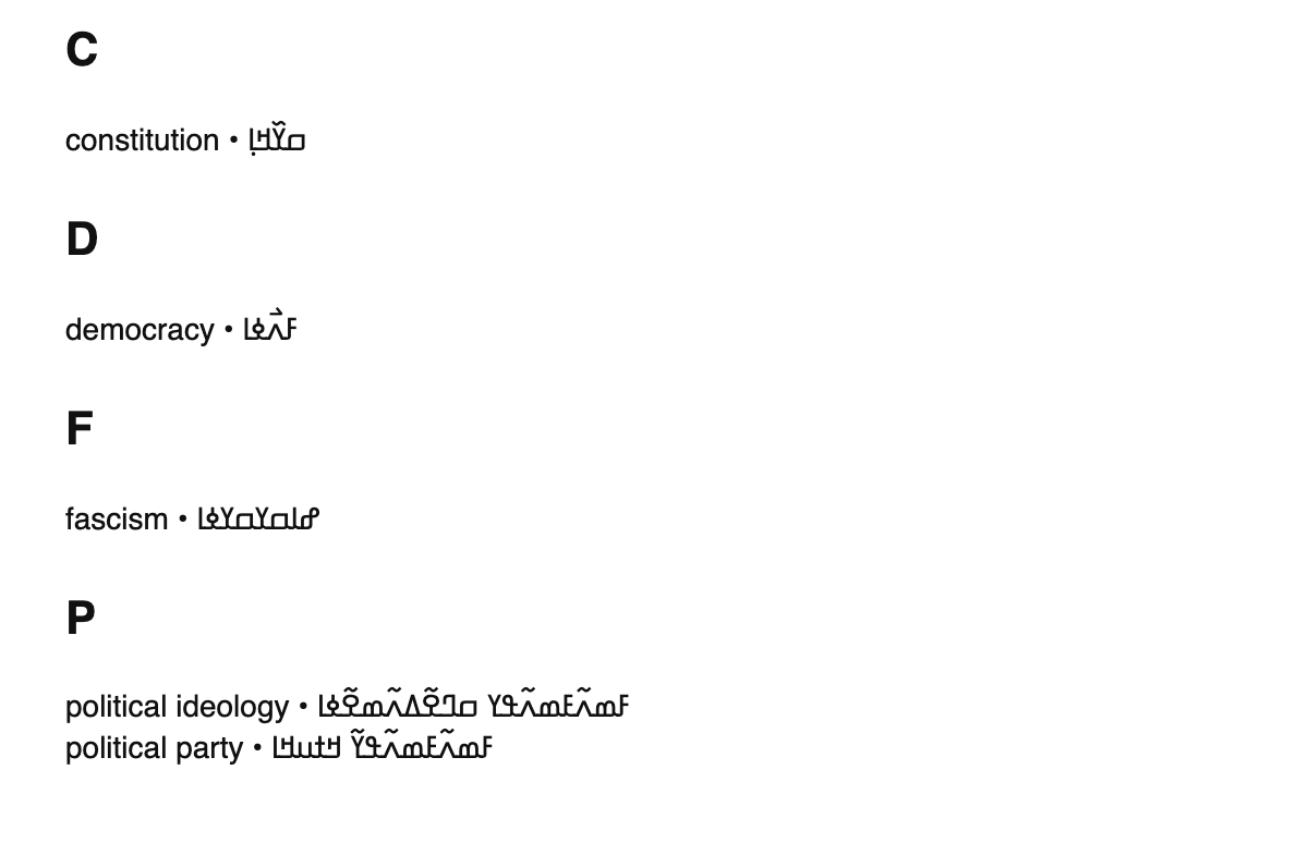 Political science terms in N'Ko