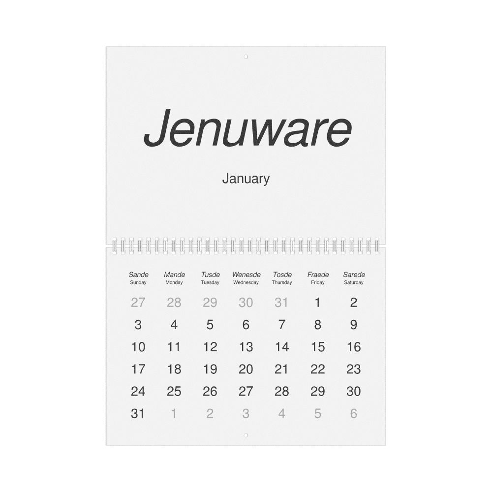 Leskoff 2027 Wall Calendar, Bislama/English-Labeled, Sunday-Start Layout, Wire-Bound, 11.7 x 8.3 in (29.7 x 21.0 cm), image 1 of 1