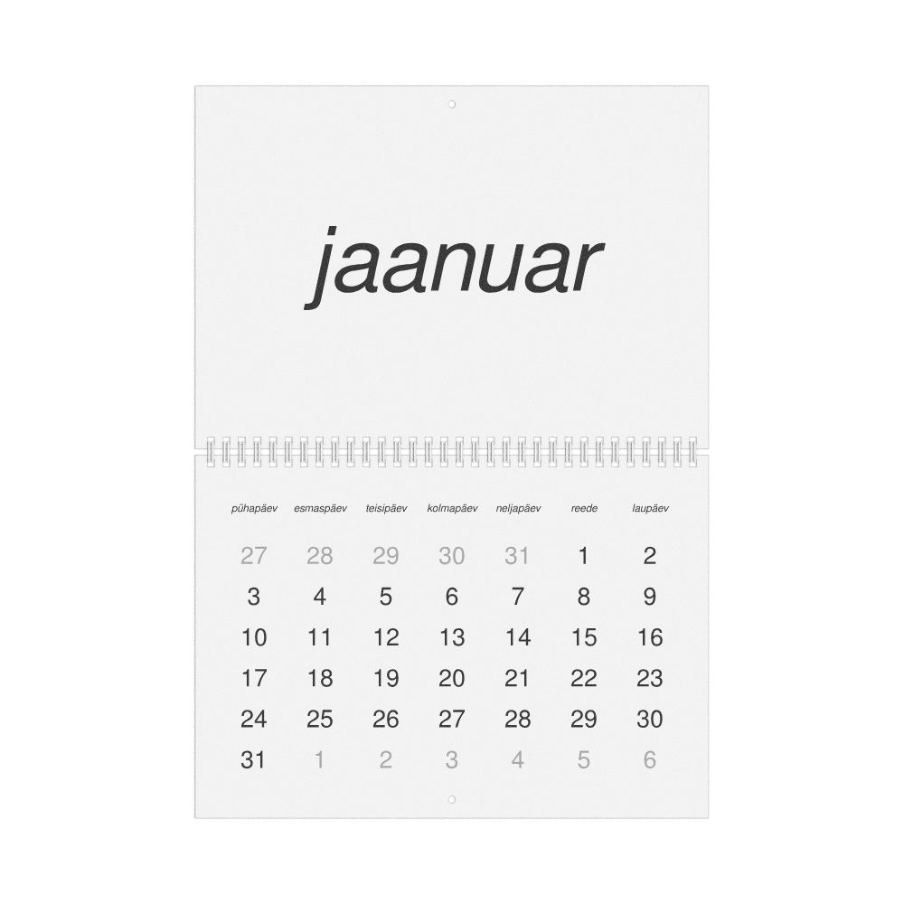 Leskoff 2027 Wall Calendar, Estonian-Labeled, Sunday-Start Layout, Wire-Bound, 11.7 x 8.3 in (29.7 x 21.0 cm), image 1 of 1