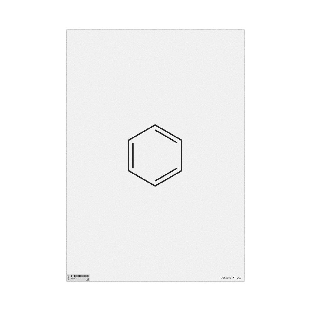 Leskoff Benzene Molecule Poster, 2D Structure, Arabic/English-Labeled, image 1 of 1