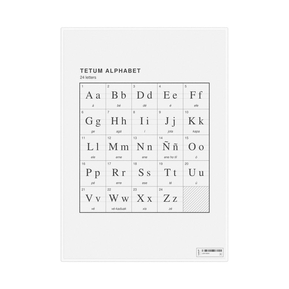 Leskoff Tetum Alphabet Chart, 8.3 x 11.7 in (21.0 x 29.7 cm, Desk Chart, Laminated), image 1 of 2