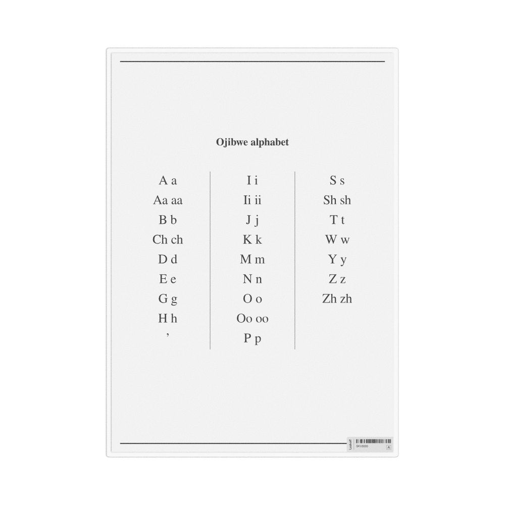 Leskoff Ojibwe Alphabet Chart, image 1 of 1