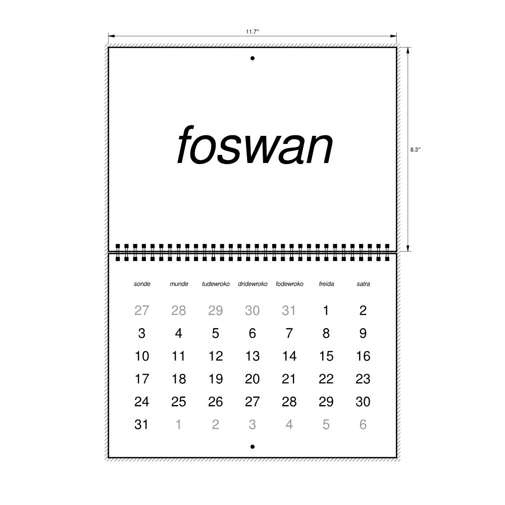 Leskoff 2027 Wall Calendar, Sranan Tongo-Labeled, Sunday-Start Layout, Wire-Bound, 11.7 x 8.3 in (29.7 x 21.0 cm), image 2 of 2