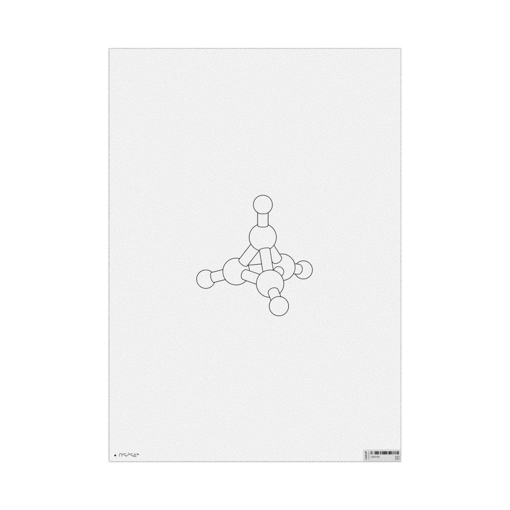 Leskoff Tetrahedrane Molecule Poster, Ball-and-Stick Model, Stylized, Inuktitut-Labeled, image 1 of 1