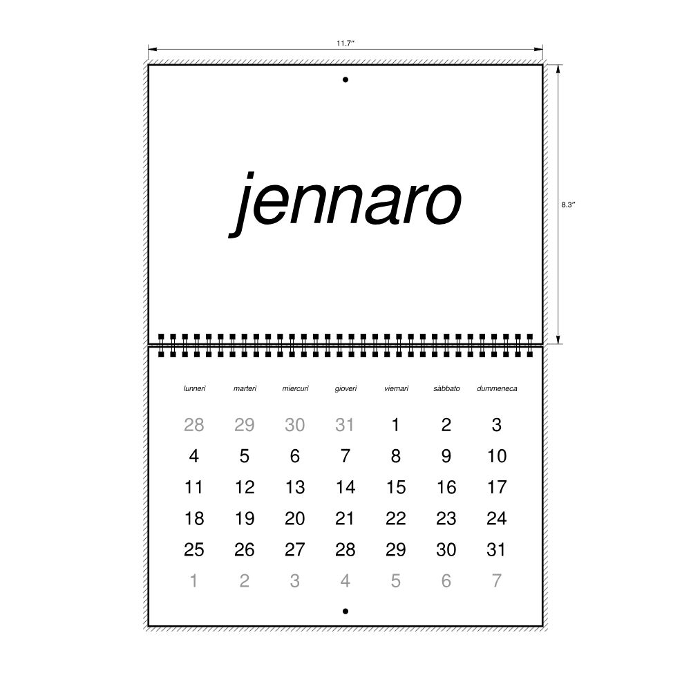 Leskoff 2027 Wall Calendar, Neapolitan-Labeled, Monday-Start Layout, Wire-Bound, 11.7 x 8.3 in (29.7 x 21.0 cm), image 2 of 2