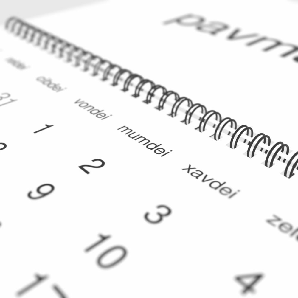 Leskoff 2026 Wall Calendar, Lojban-Labeled, Monday-Start Layout, Wire-Bound, 11.7 x 8.3 in (29.7 x 21.0 cm), image 1 of 2