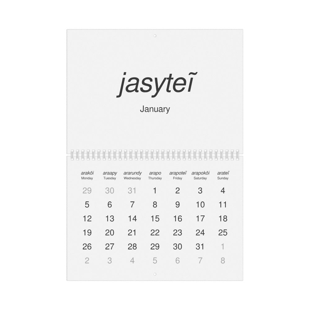 Leskoff 2026 Wall Calendar, Guarani/English-Labeled, Monday-Start Layout, Wire-Bound, 11.7 x 8.3 in (29.7 x 21.0 cm), image 1 of 1