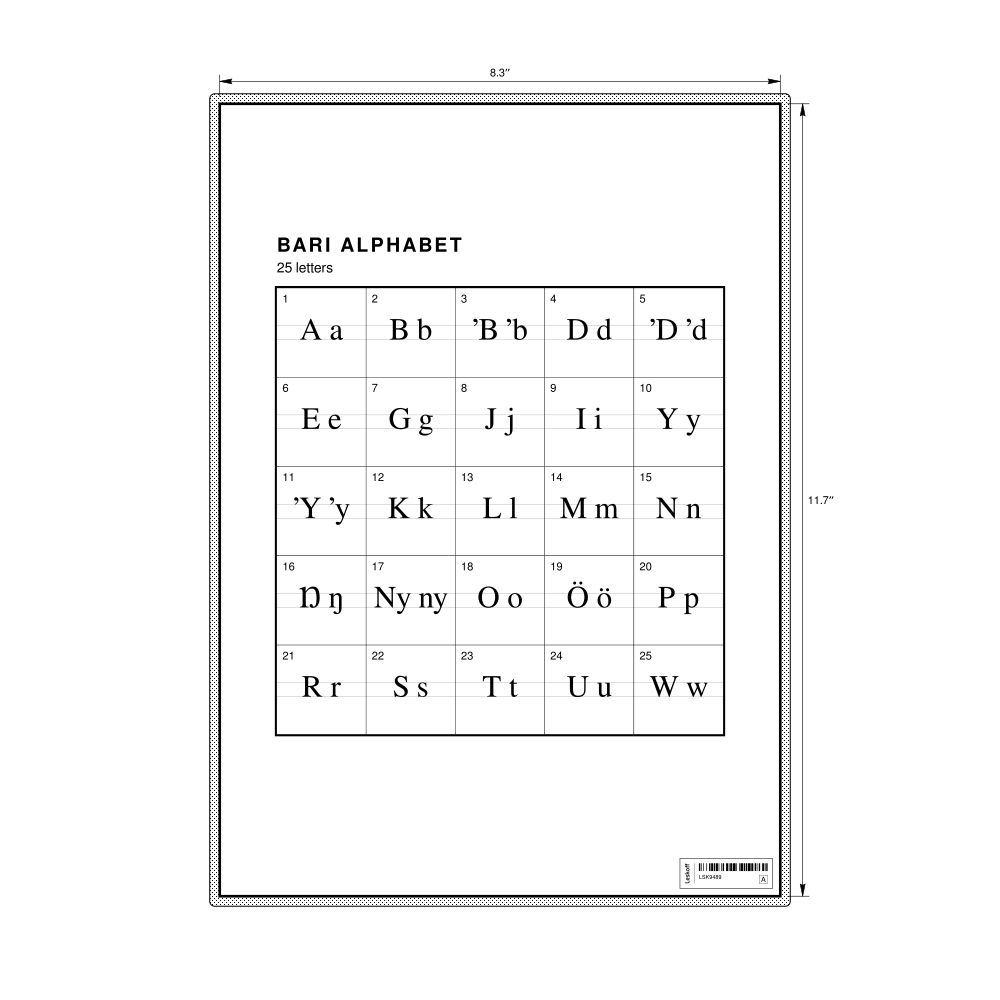 Leskoff Bari Alphabet Chart, 8.3 x 11.7 in (21.0 x 29.7 cm, Desk Chart, Laminated), image 1 of 2